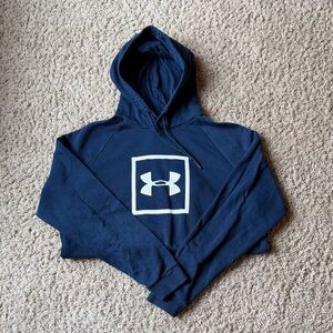 Under Armour Navy and White Logo Pullover Hoodie